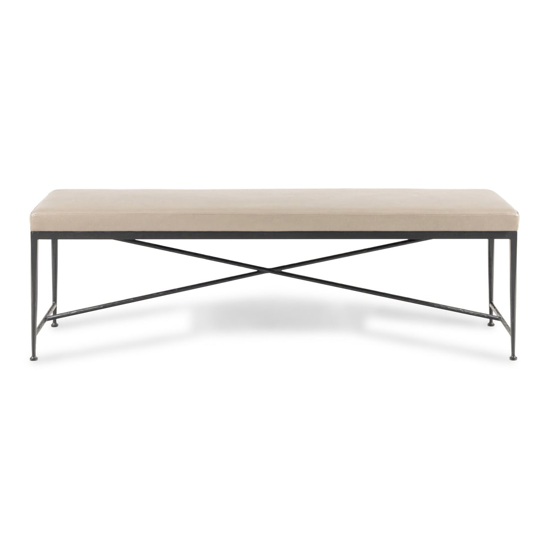 A Dessin Fournir Faux Leather Upholstered Steel Bench (1 of 3)