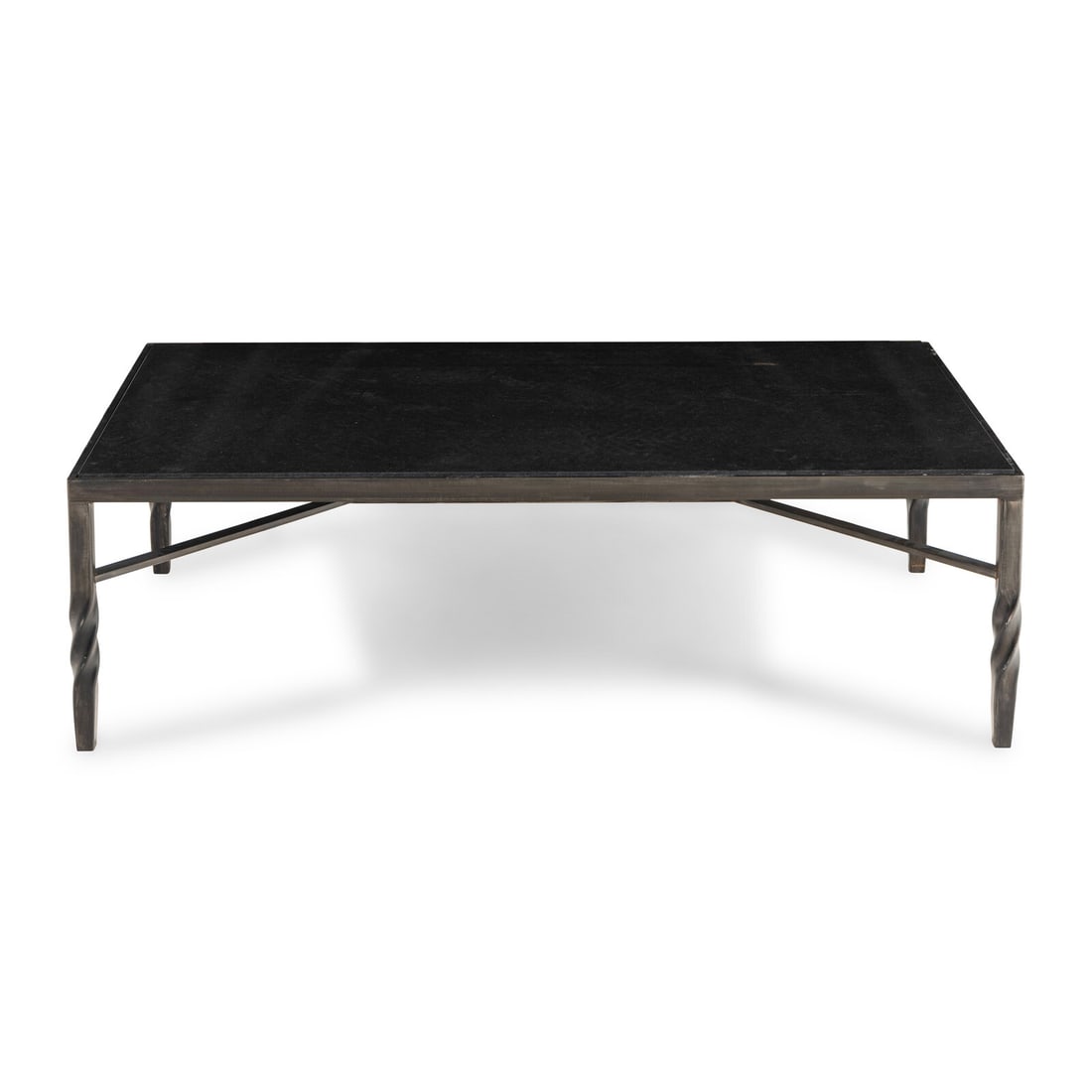 A Steel and Granite Coffee Table: A Steel and Granite Coffee Table 20th Century Height 18 x width 60 x depth 38 inches. This lot is located in Chicago.