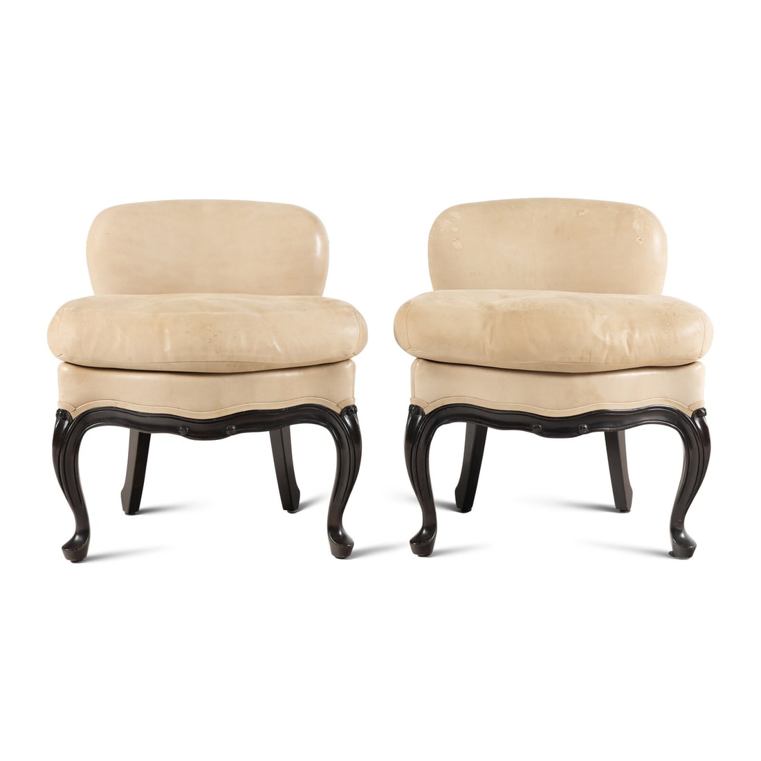 A Pair of Michael Taylor Leather Upholstered Slipper Chairs (1 of 1)
