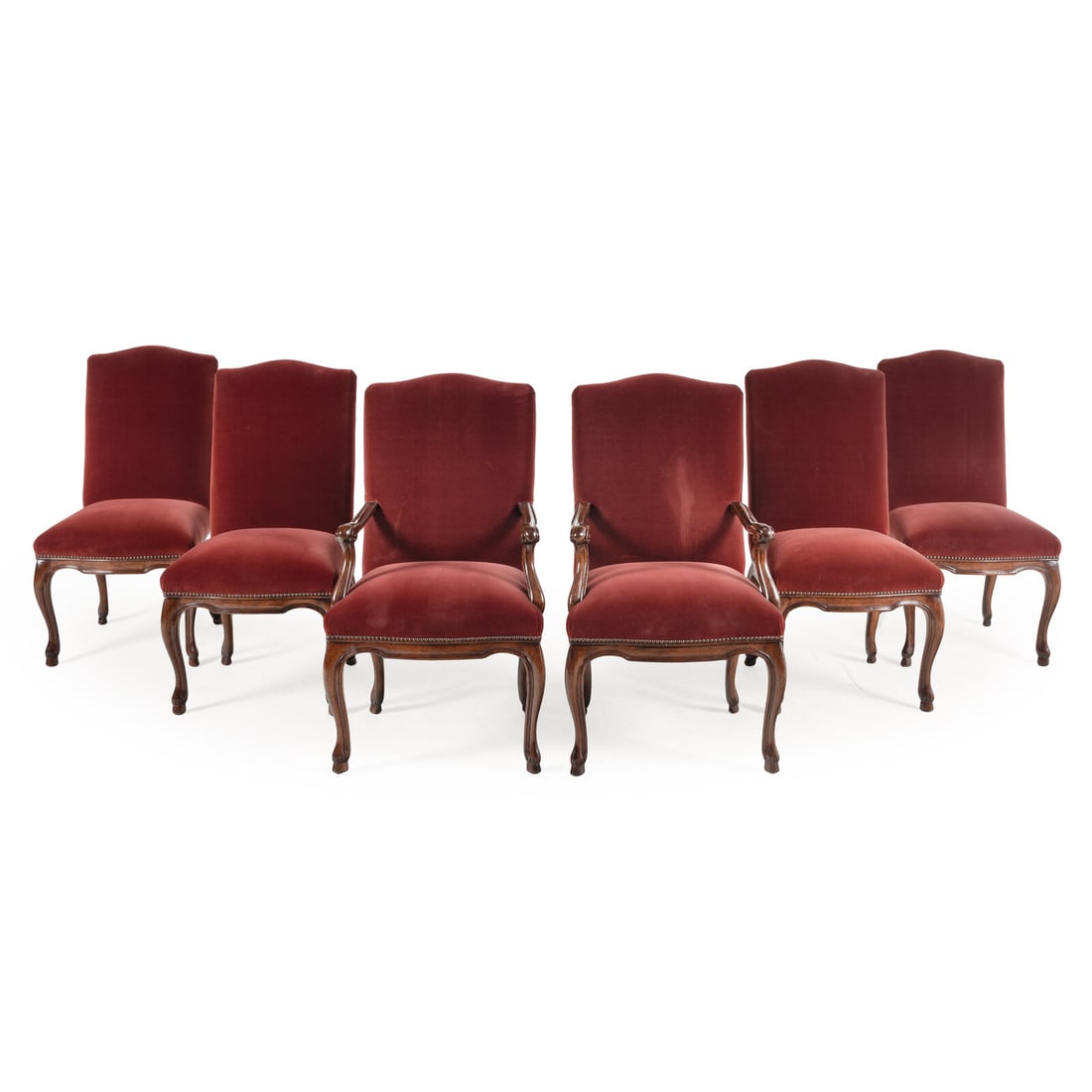 A Set of Six Michael Taylor Velvet Upholstered Dining Chairs (1 of 2)