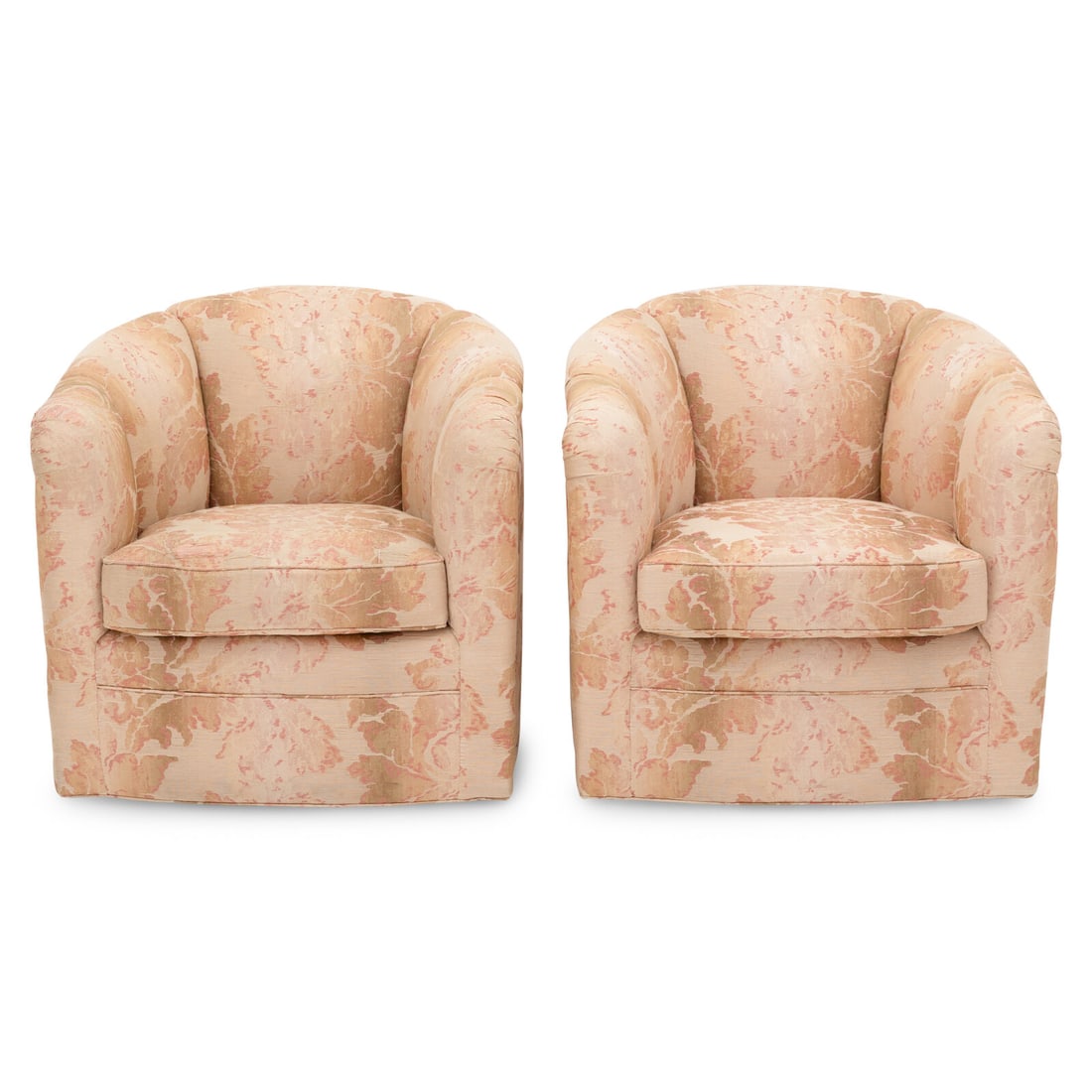A Pair of Silk Upholstered Tub Chairs (1 of 2)