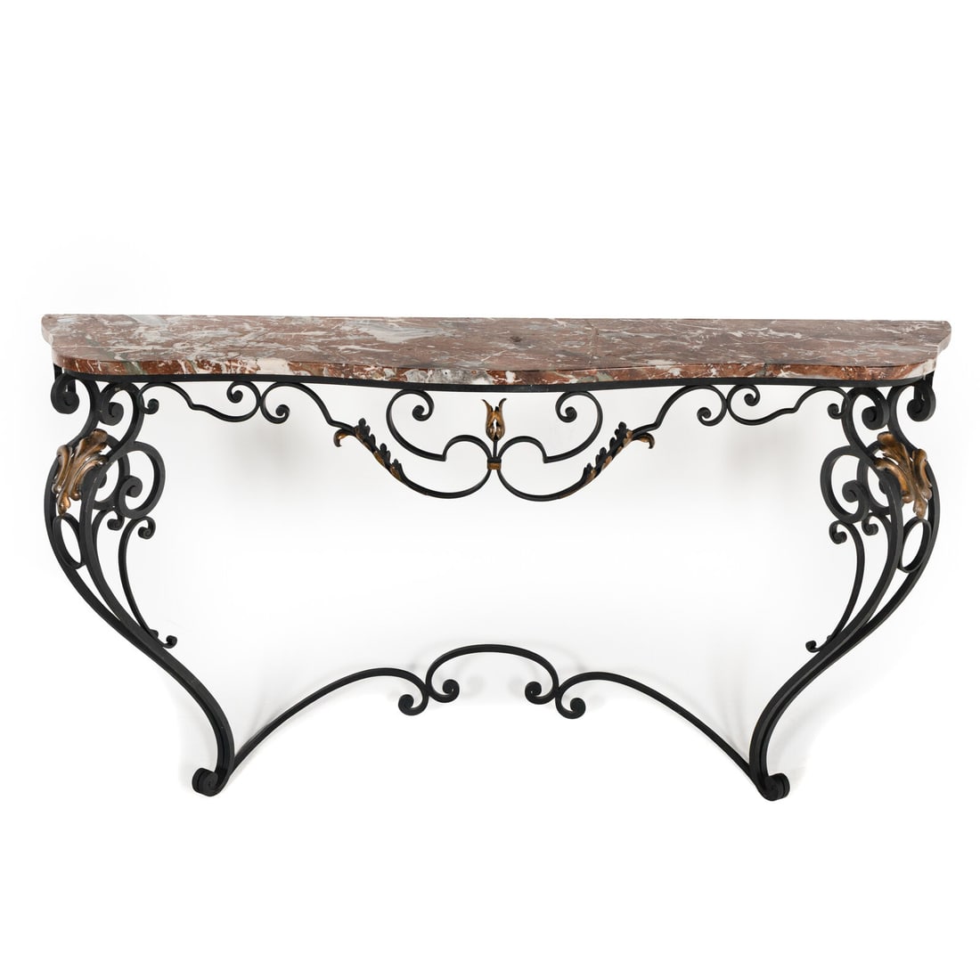 A Wrought Iron Marble-Top Console Table (1 of 2)
