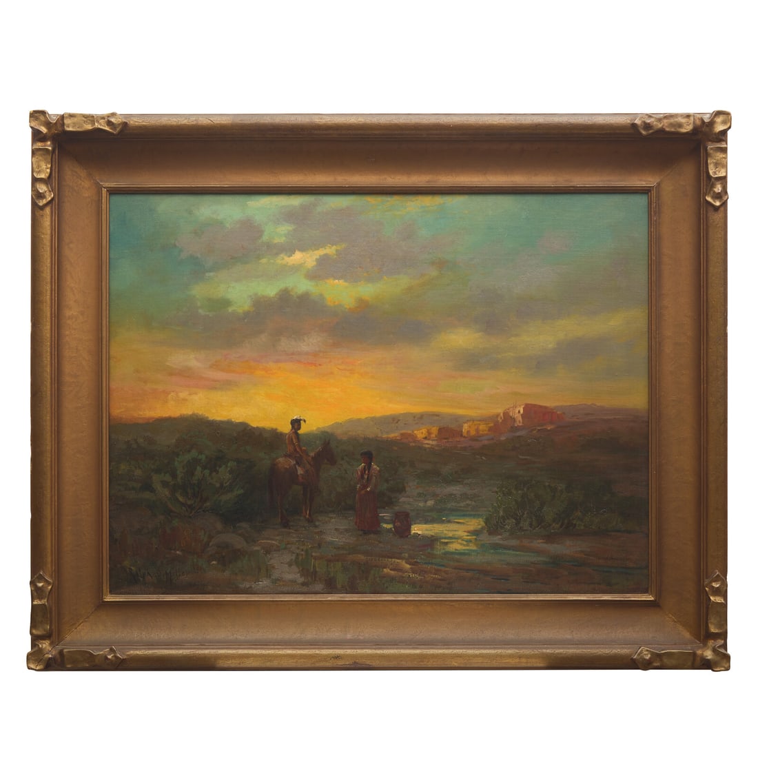 Ralph Davison Miller (American, 1858-1945) Untitled (Pueblo Scene): Ralph Davison Miller (American, 1858-1945) Untitled (Pueblo Scene) oil on canvas signed Ralph D. Miller (lower left) 30 x 40 in. This lot is located in Philadelphia. Provenance: Biltmore Galleries, Lo