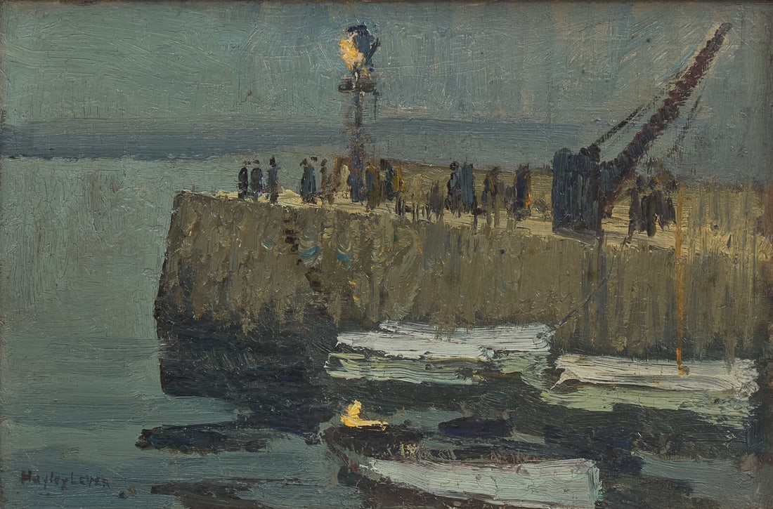 Richard Hayley Lever (American, 187-1958) The Quay: Richard Hayley Lever (American, 187-1958) The Quay oil on board signed Hayley Lever (lower left) 6 1/4 x 9 1/2 inches. This lot is located in Philadelphia. Provenance: Sold: Carlsen Gallery, Freehold,