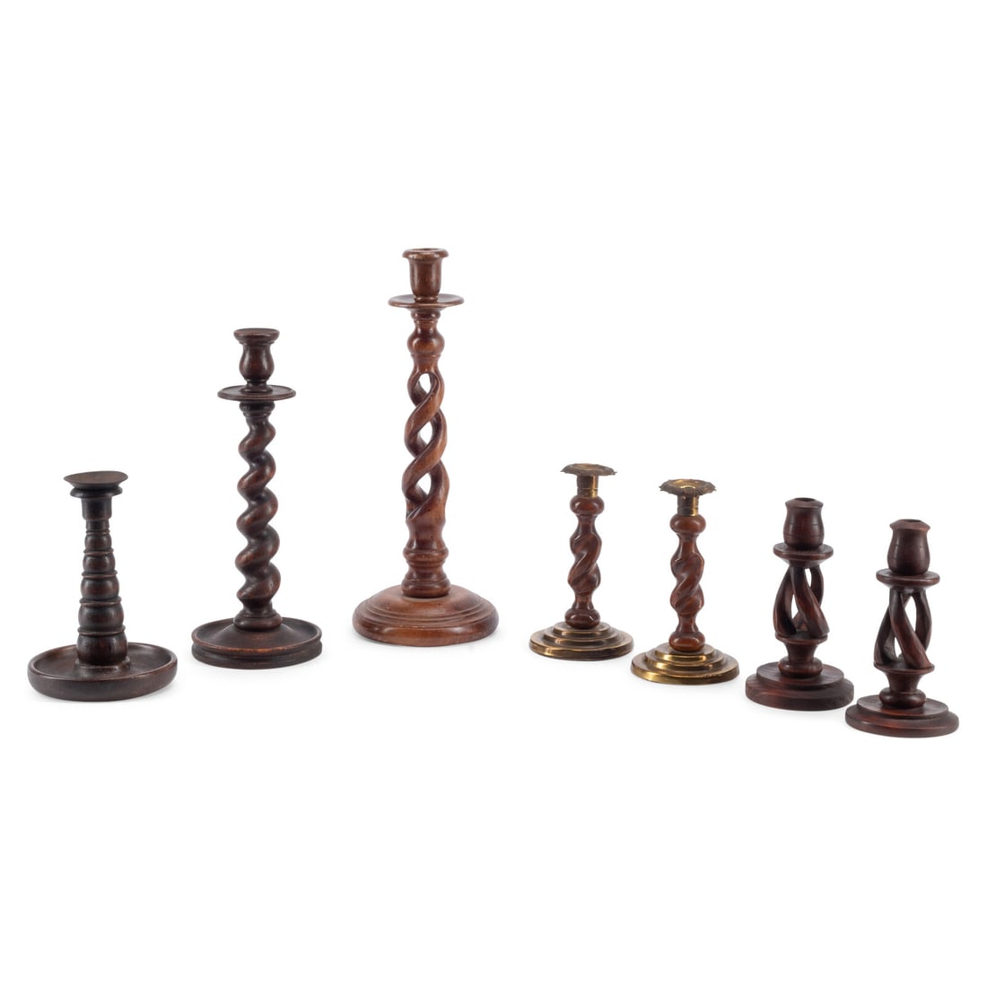 A Group of Seven Turned Wood Candlesticks (1 of 4)