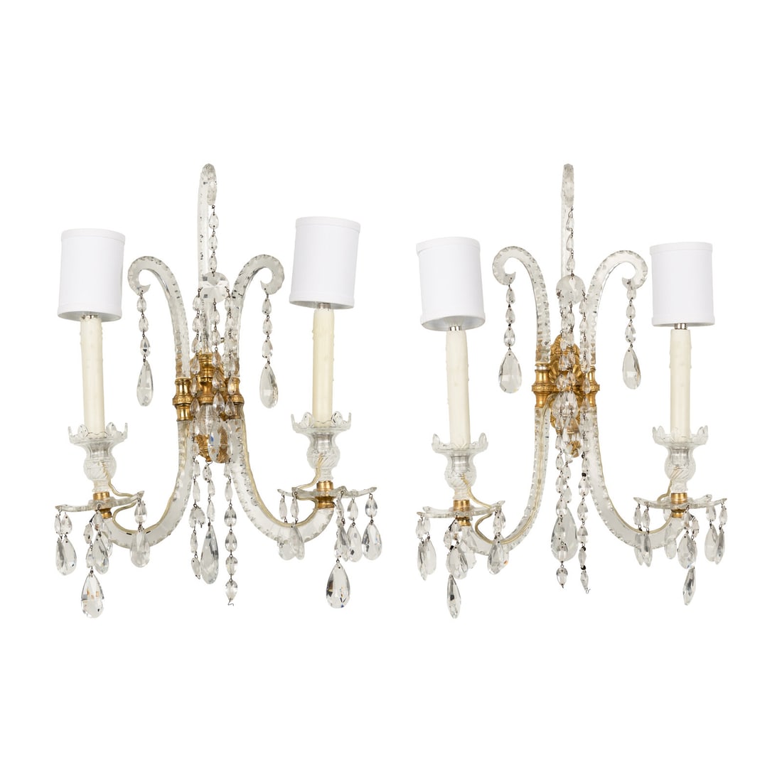 A Pair of Cut Glass Two-Light Sconces (1 of 3)