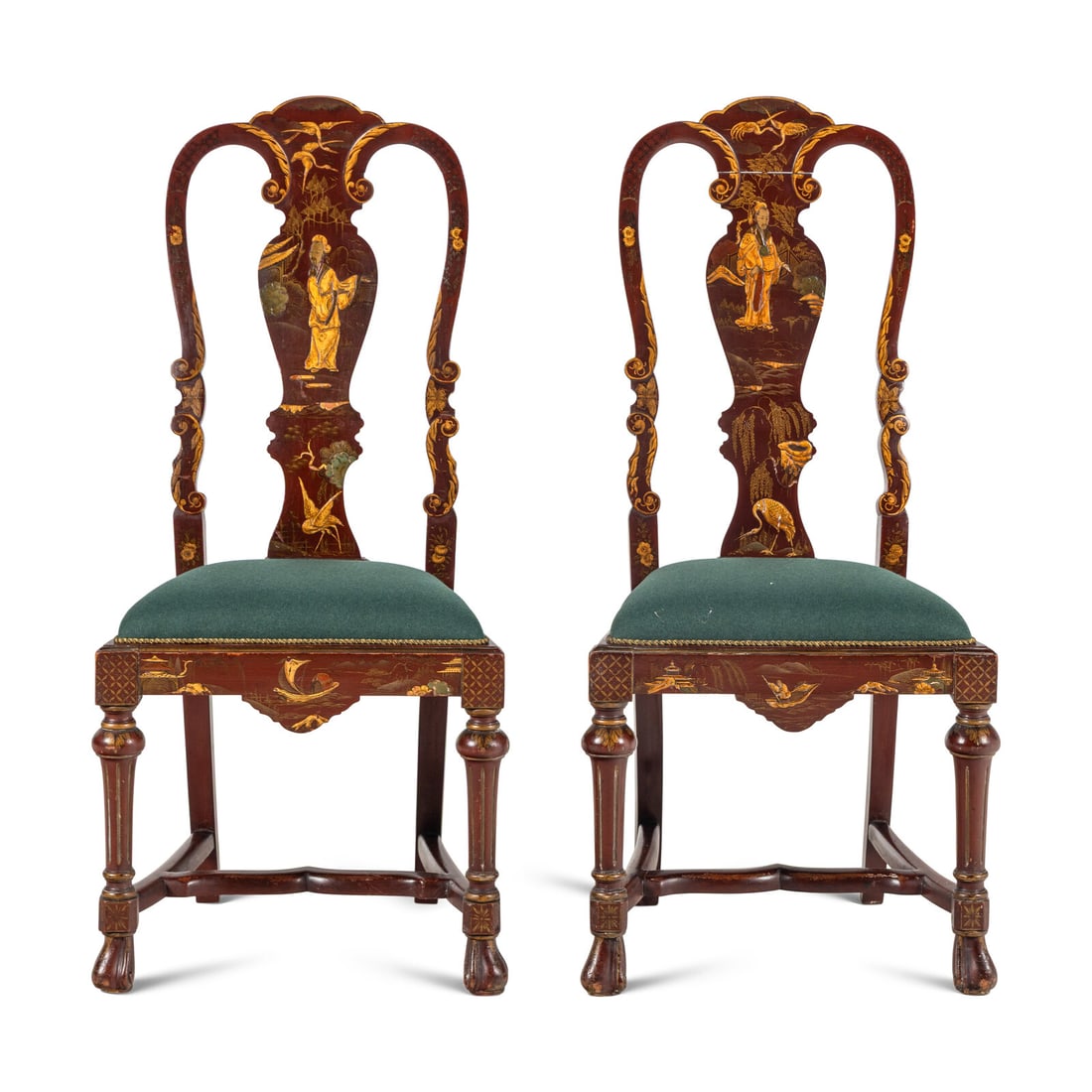 A Pair of English Red-Japanned Side Chairs (1 of 3)
