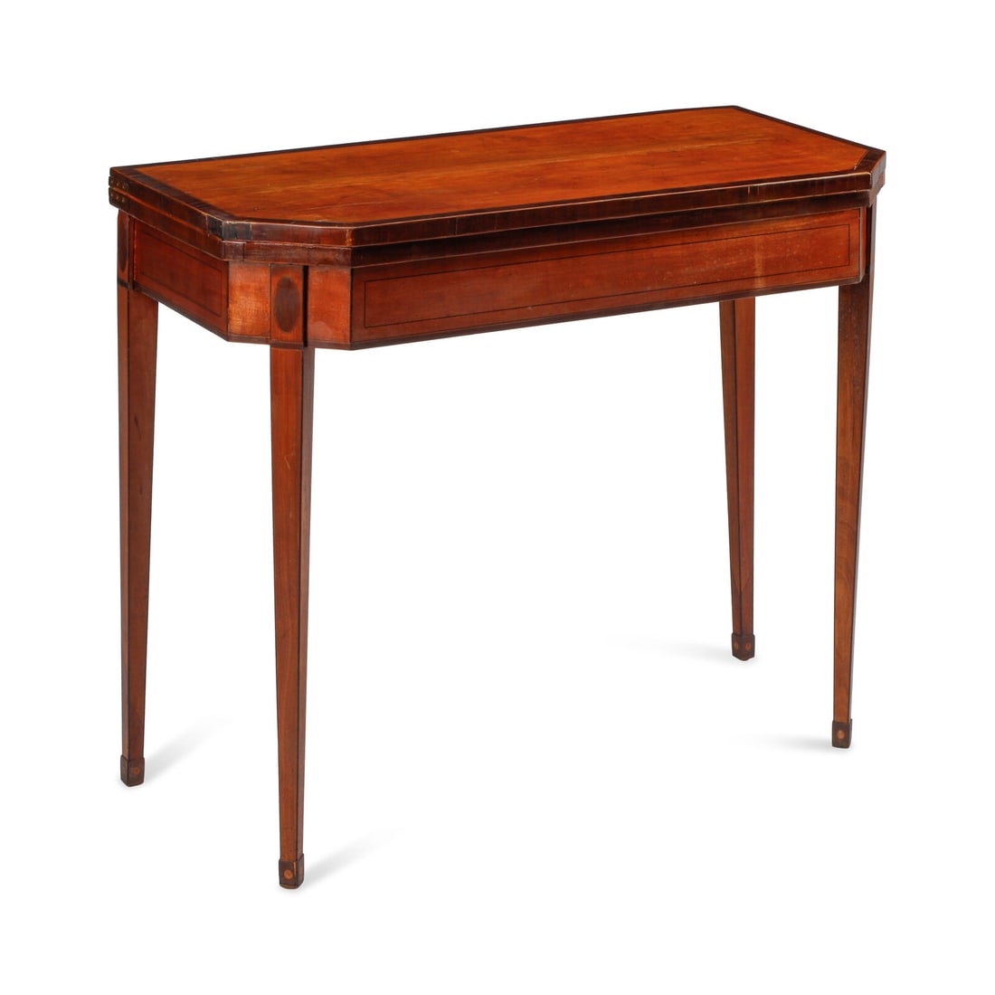A George III Satinwood Game Table: A George III Satinwood Game Table Late 18th Century Height 28 x width 36 x depth 17 inches. This lot is located in Chicago.
