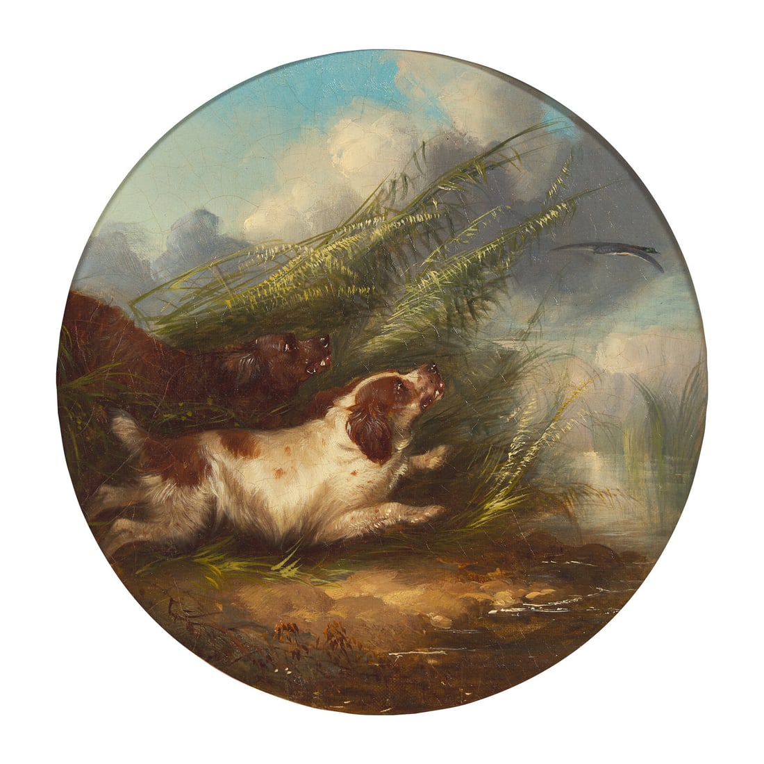 George Armfield (British, born c. 1808-1893) Two Dogs (roundel) (1 of 3)