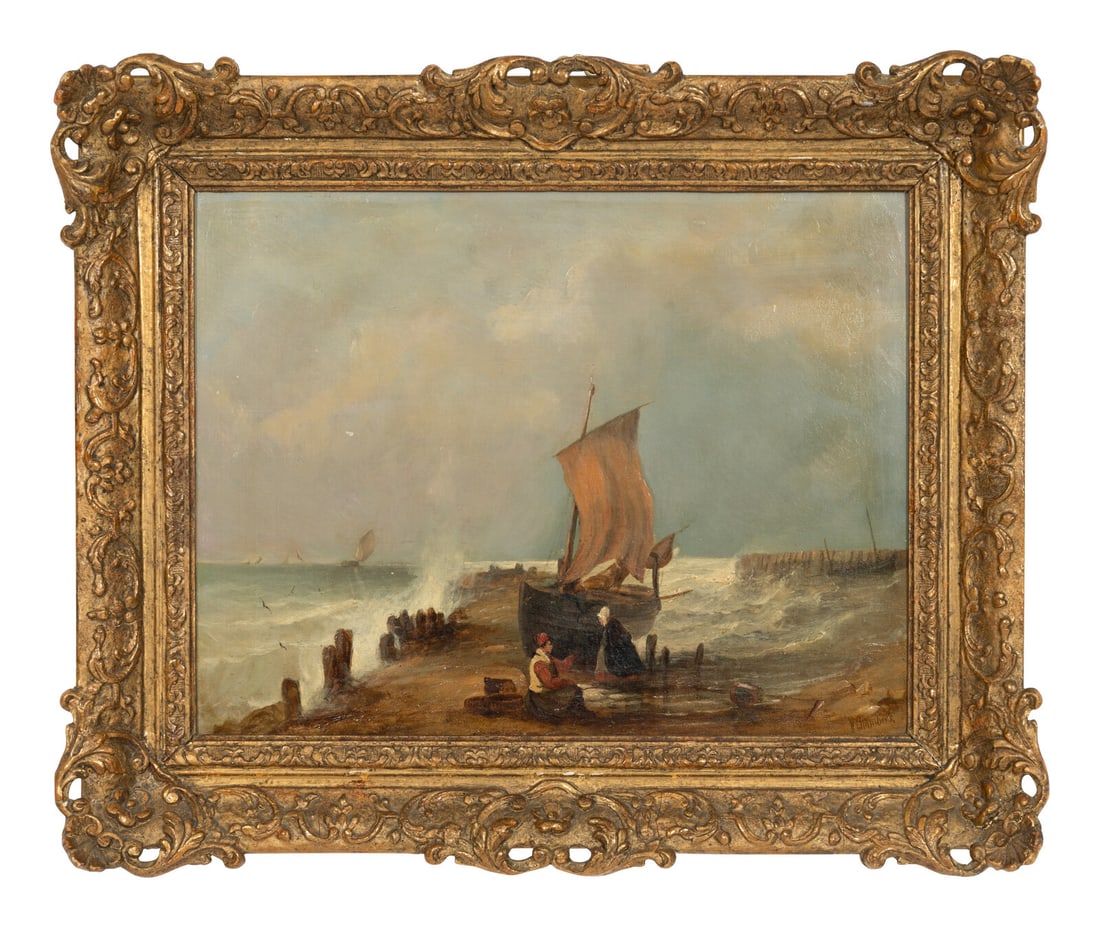 William Chambers (British, 19th Century) Fisherwomen Chatting by the Seaside (1 of 3)
