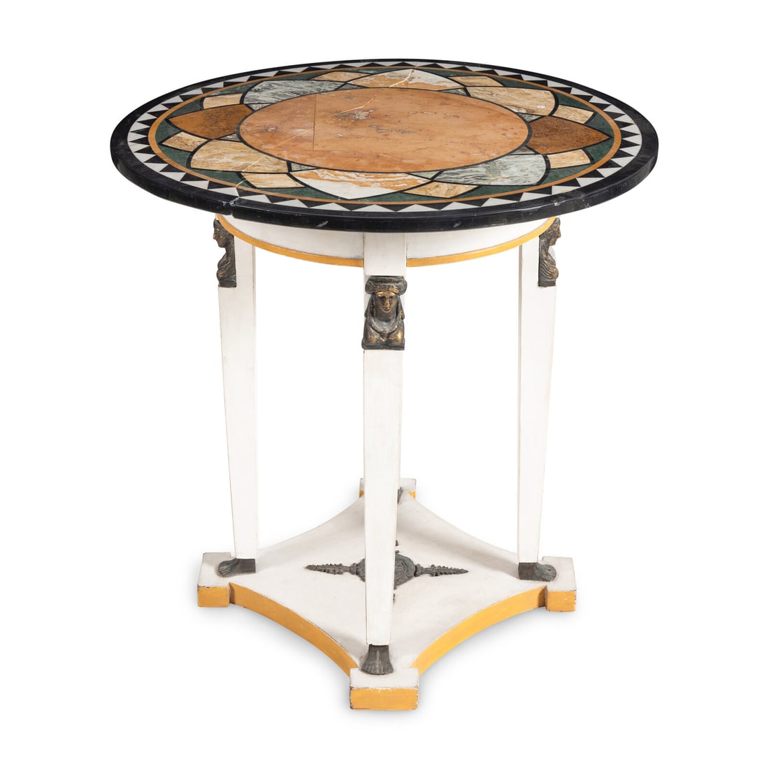 An Empire Style White-Painted and Specimen Marble-Top Center Table (1 of 3)