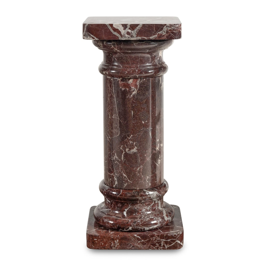 A Rosso Levanto Marble Pedestal: A Rosso Levanto Marble Pedestal 20th Century Height 33 x width 14 x depth 14 inches. This lot is located in Chicago.