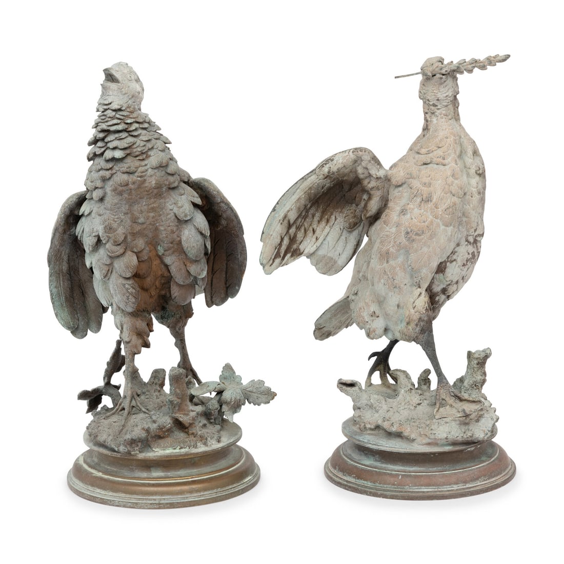 Ferdinand Pautrot (French, 1832-1874): Ferdinand Pautrot (French, 1832-1874) Partridges (Two Works) bronze each signed F. Pautrot to base Height 14 1/2 x width 7 1/2 x depth 8 1/2 inches. This lot is located in Chicago.