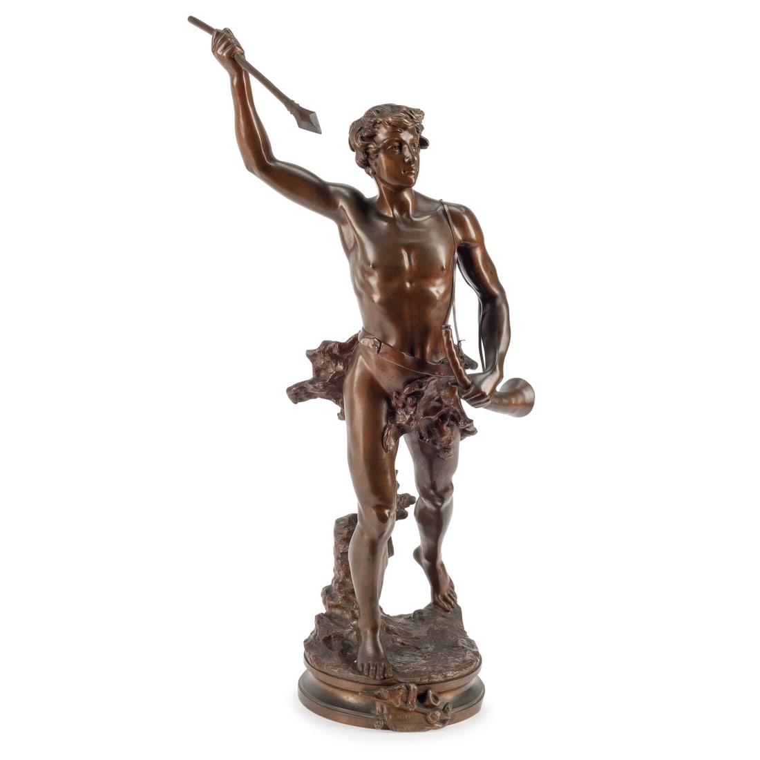 After Adrien Gaudez, Late 19th Century Acteon: After Adrien Gaudez, Late 19th Century Acteon bronze signed 'A. Gaudez' on base Height 27 x width 15 x depth 15 inches. This lot is located in Chicago.