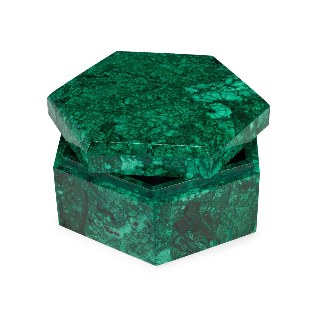 Five Hexagonal Malachite Boxes - 2