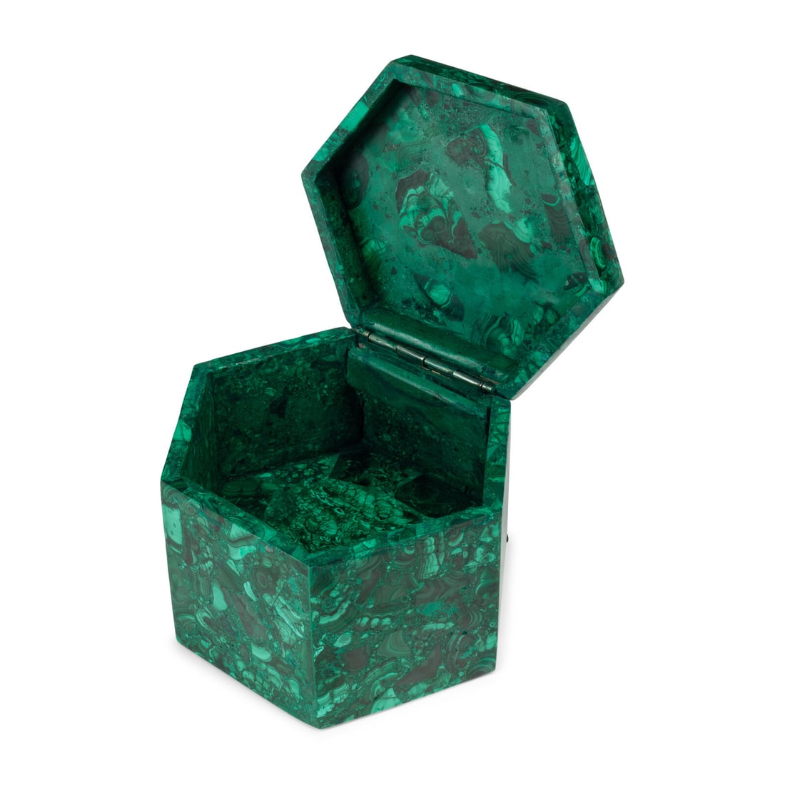 Five Hexagonal Malachite Boxes - 3