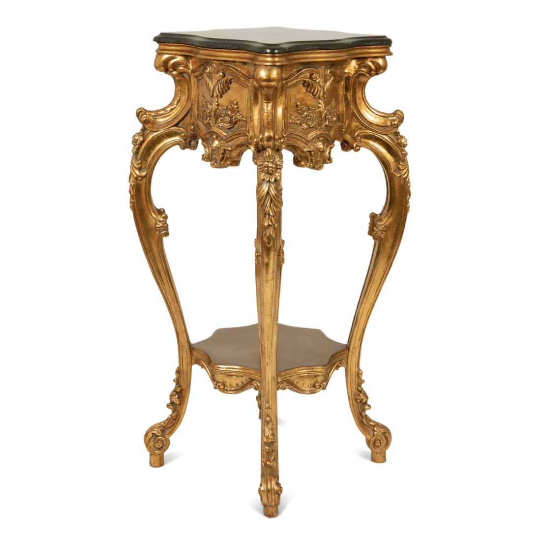 A Louis XV Style Giltwood Pedestal: A Louis XV Style Giltwood Pedestal 20th Century Height 45 1/2 x width 20 1/2 x depth 20 1/2 inches. This lot is located in Palm Beach.