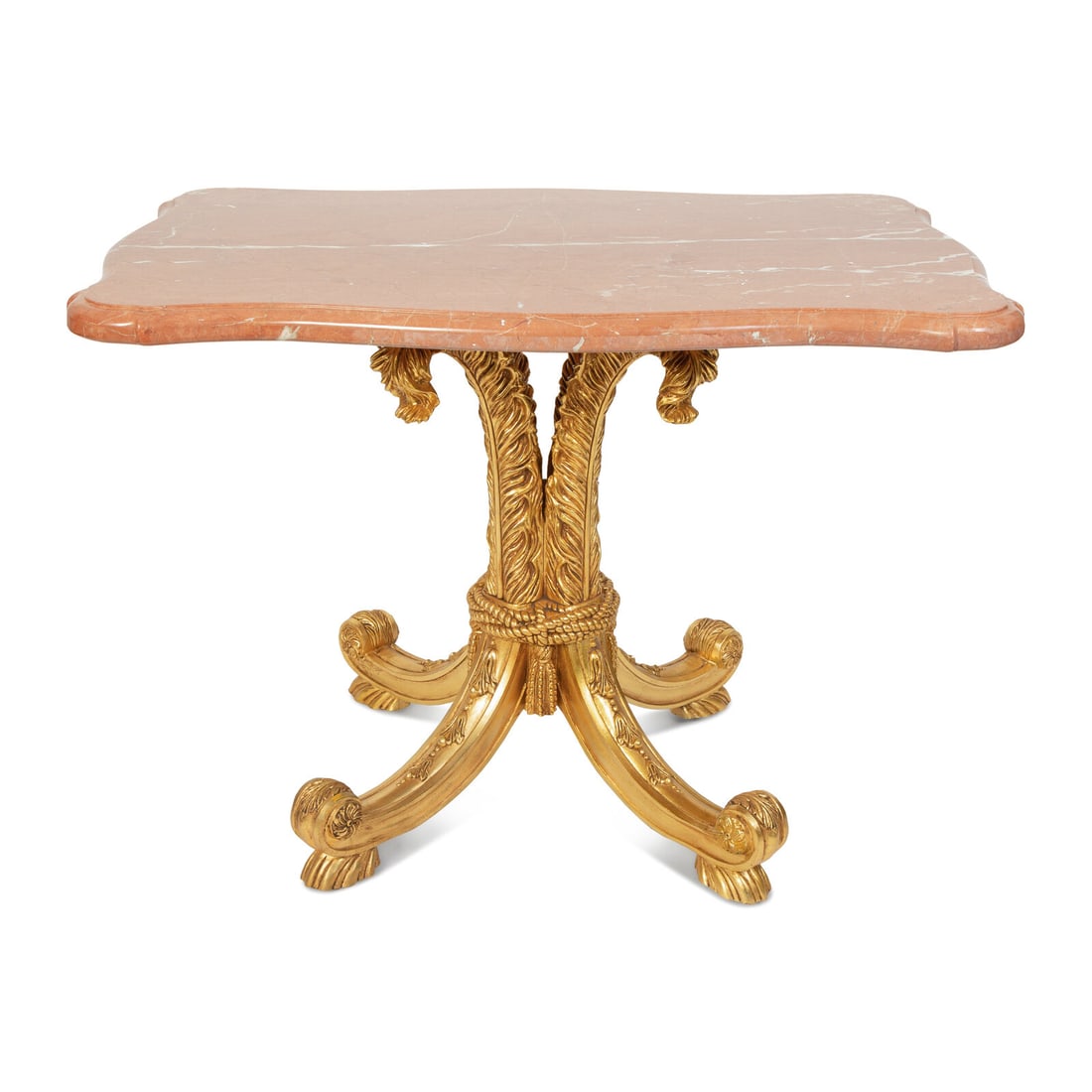 A Louis XV Style Carved Giltwood Rouge Marble Top Table (1 of 3)