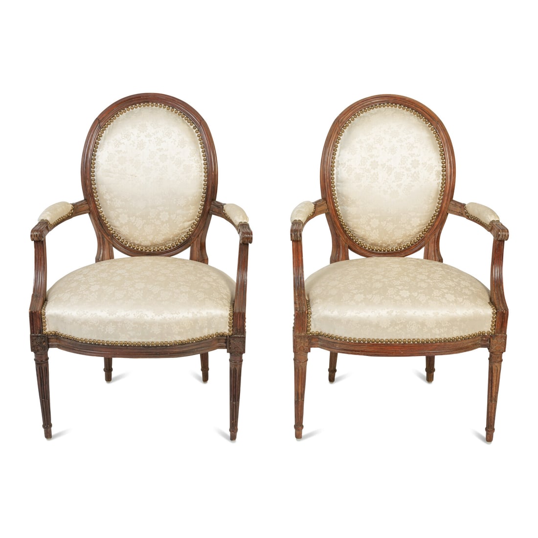 A Pair of Louis XVI Walnut Fauteuils en Cabriolet (1 of 4)
