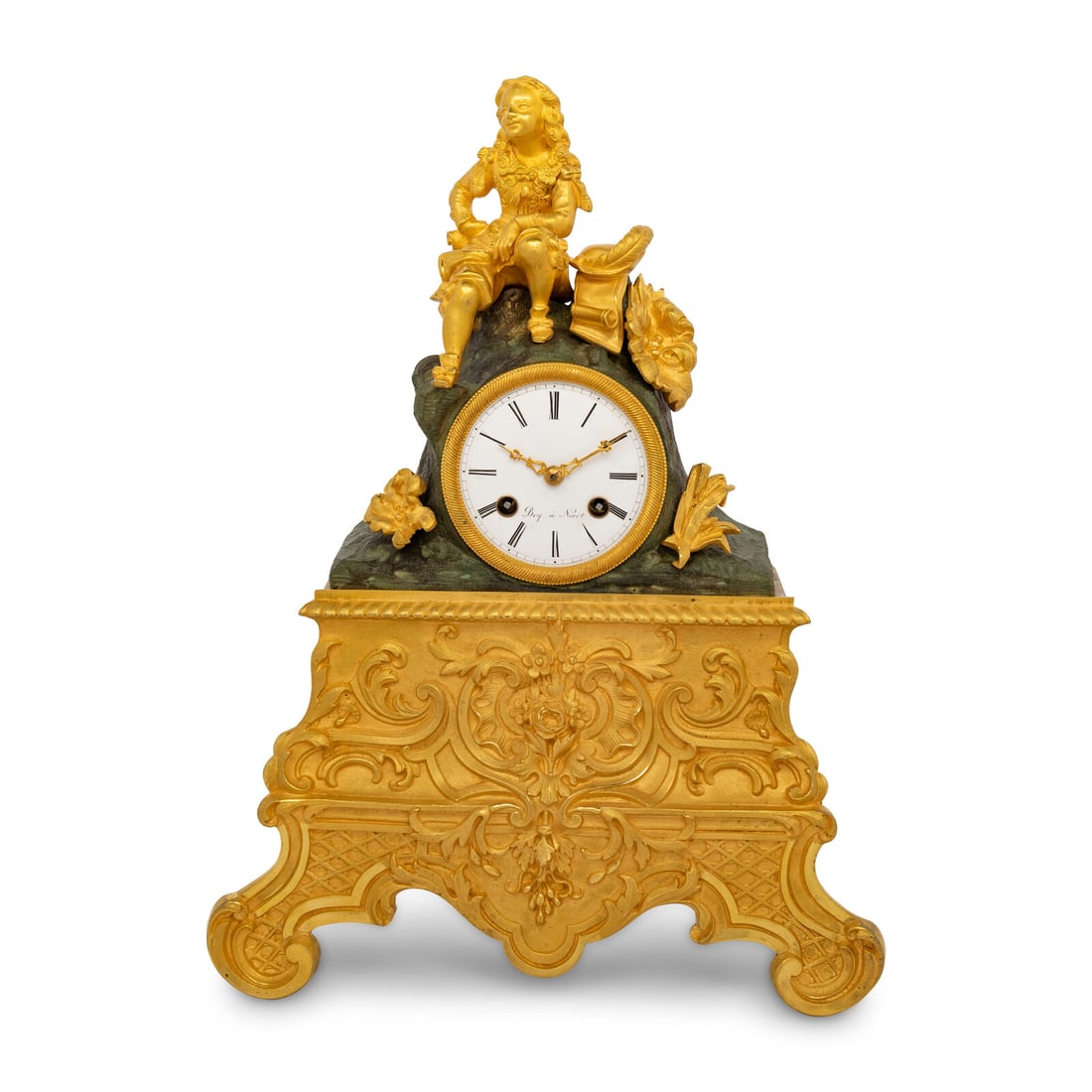A Louis Philippe Gilt and Patinated Bronze Mantel Clock (1 of 2)