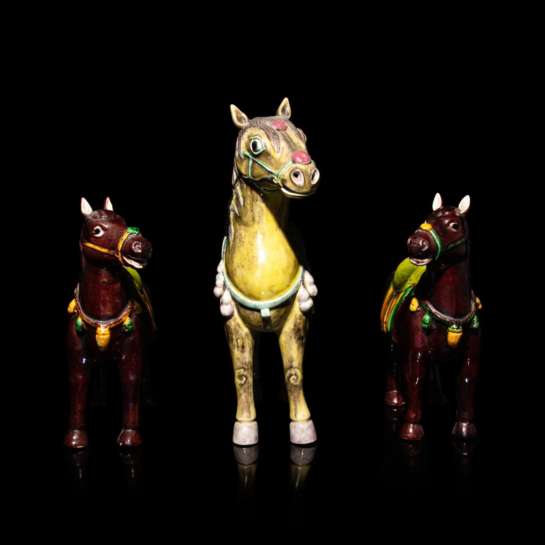Three Chinese Enameled Porcelain Horses (1 of 4)