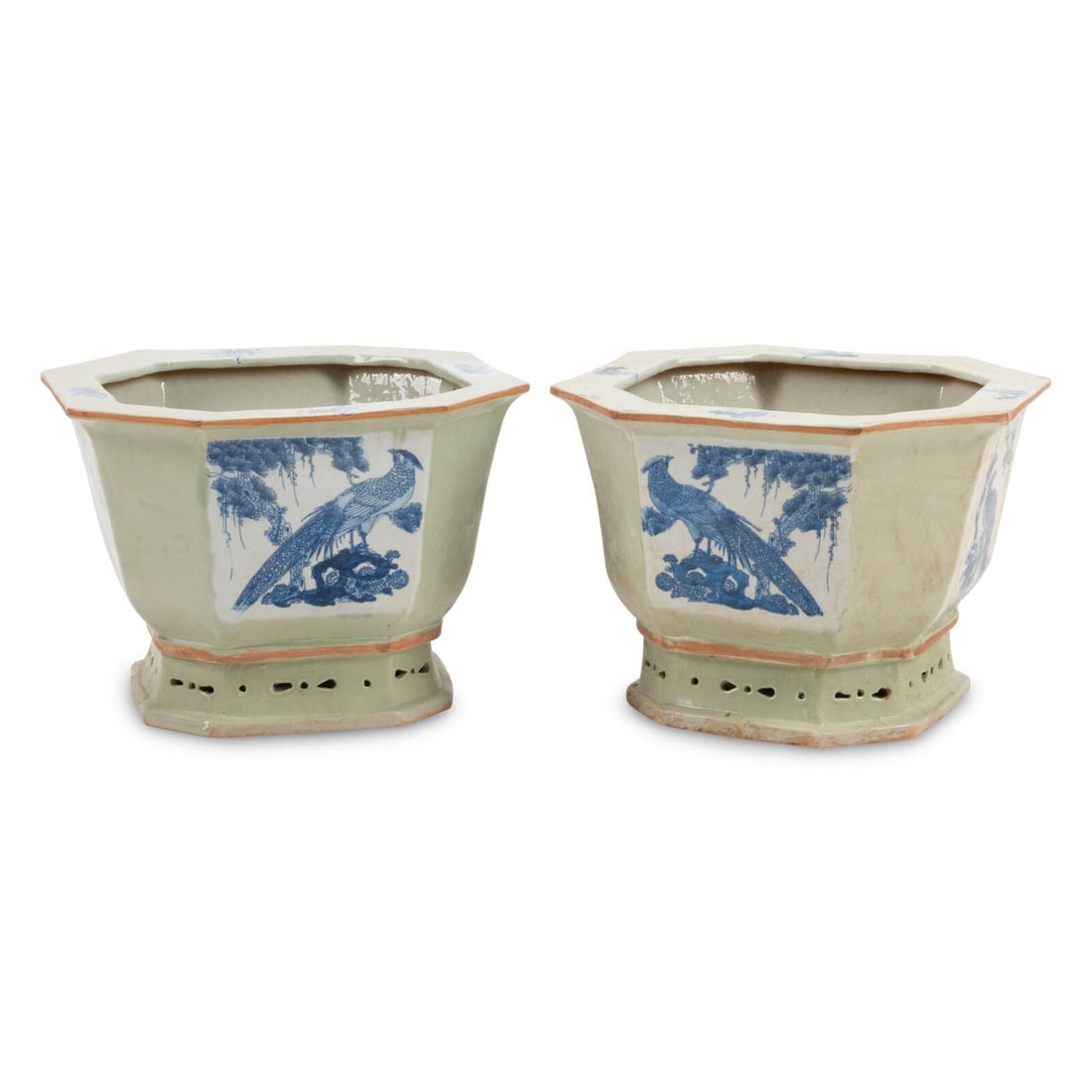 A Pair of Chinese Porcelain Jardinières: A Pair of Chinese Porcelain Jardinières 20th Century Height 9 3/4 x diameter 13 1/4 x depth 13 1/4 inches. This lot is located in Chicago.