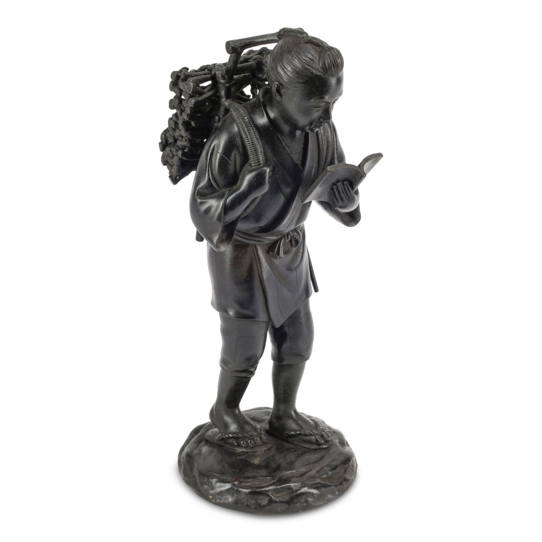 A Japanese Bronze Figure: A Japanese Bronze Figure Meiji Period, Late 19th Century Height 14 inches. This lot is located in Chicago.