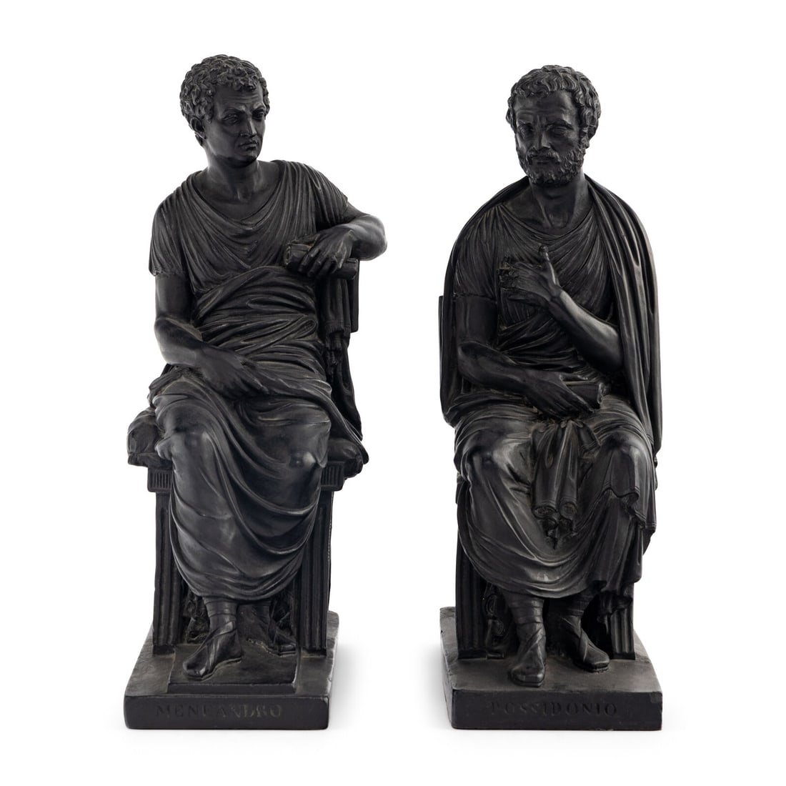 A Pair of Black Earthenware or Composition Figures (1 of 12)