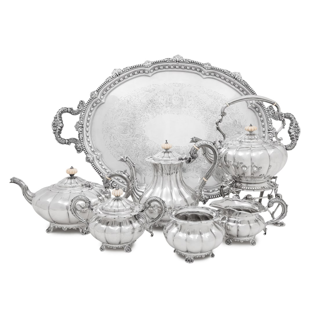 An English Silver Six-Piece Tea and Coffee Service (1 of 13)