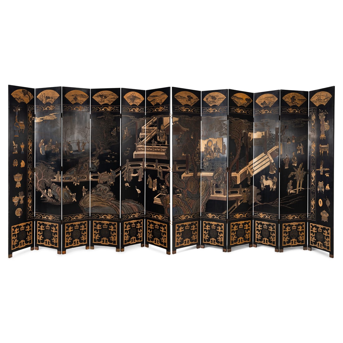 A Chinese Lacquer Twelve-Panel Floor Screen (1 of 5)