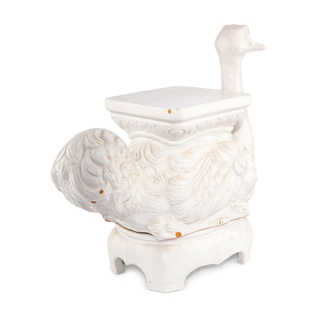 A White-Glazed Earthenware Ostrich-Form Stool - 3