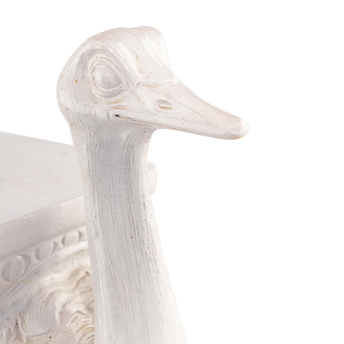 A White-Glazed Earthenware Ostrich-Form Stool - 4