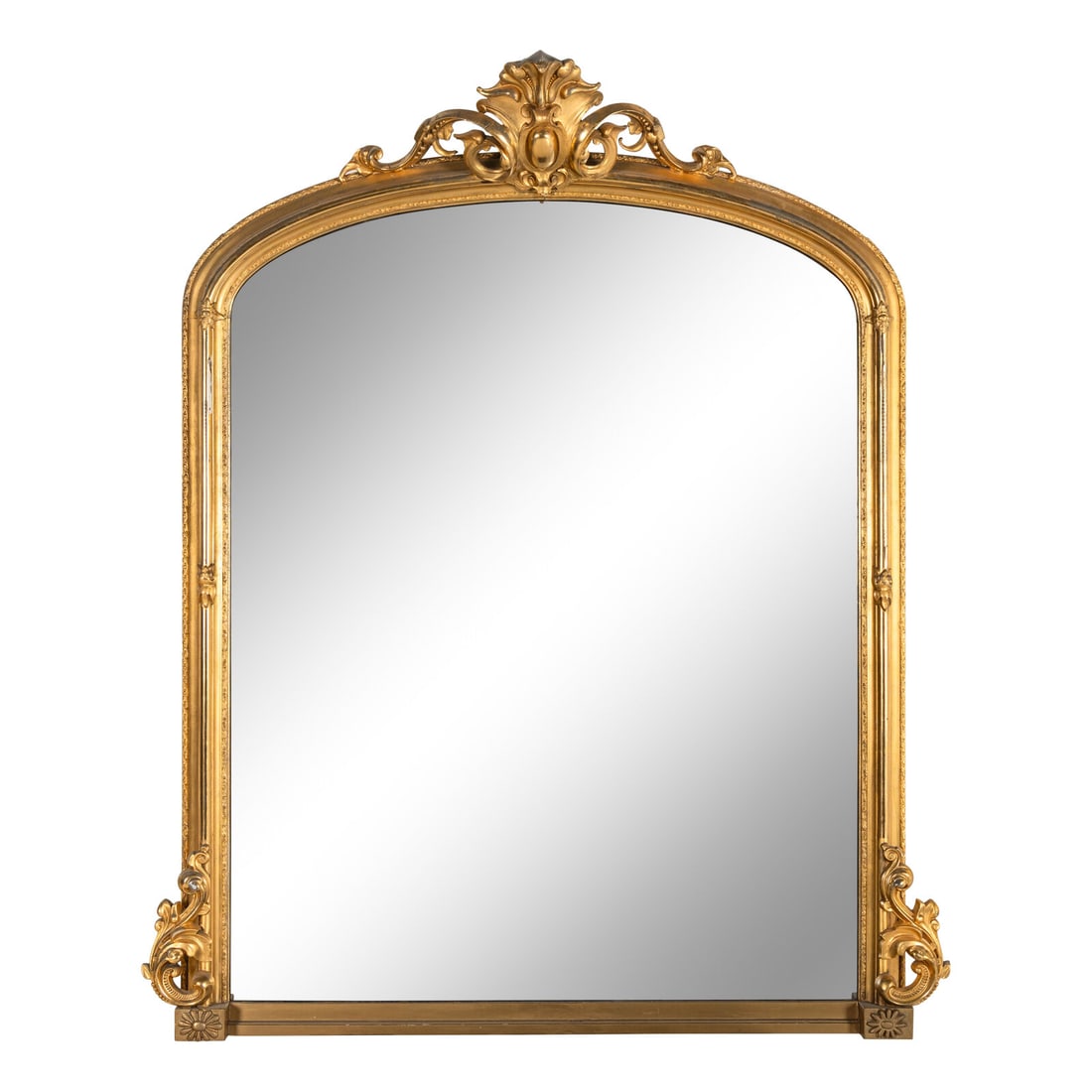 A Napoleon III Giltwood Overmantel Mirror: A Napoleon III Giltwood Overmantel Mirror Third Quarter 19th Century Height 67 x width 50 1/2 inches. Property from Strawberry Hill: The Collection of Ada and Barrie Regan, Hillsborough, California