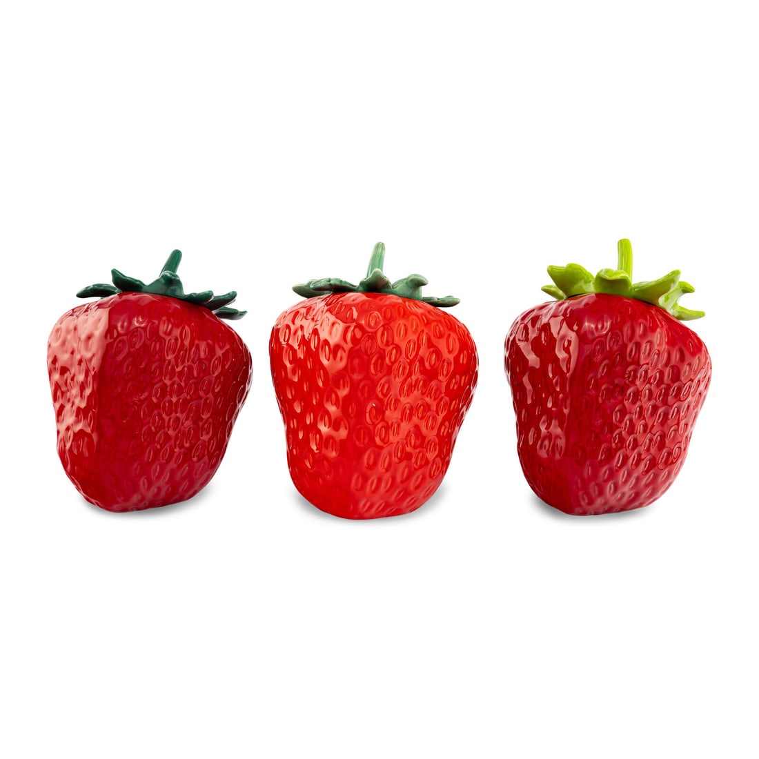 Three Ceramic Strawberry-Form Cookie Jars - 2