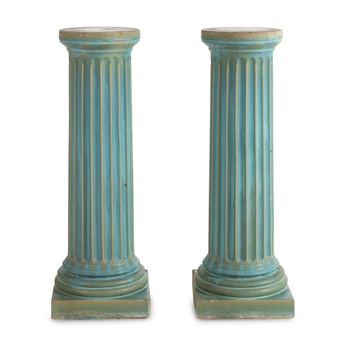 A Pair of Turquoise-Glazed Earthenware Pedestals (1 of 9)