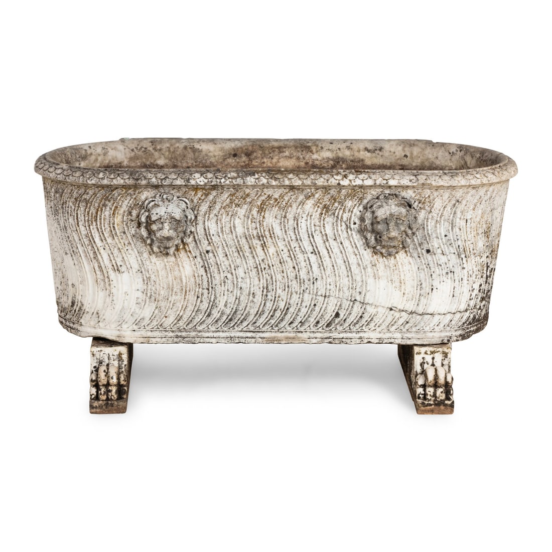 A Neoclassical Carved Marble Sarcophagus: A Neoclassical Carved Marble Sarcophagus 19th Century Height 35 1/2 x width 66 x depth 28 1/2 inches. Property from Strawberry Hill: The Collection of Ada and Barrie Regan, Hillsborough, California