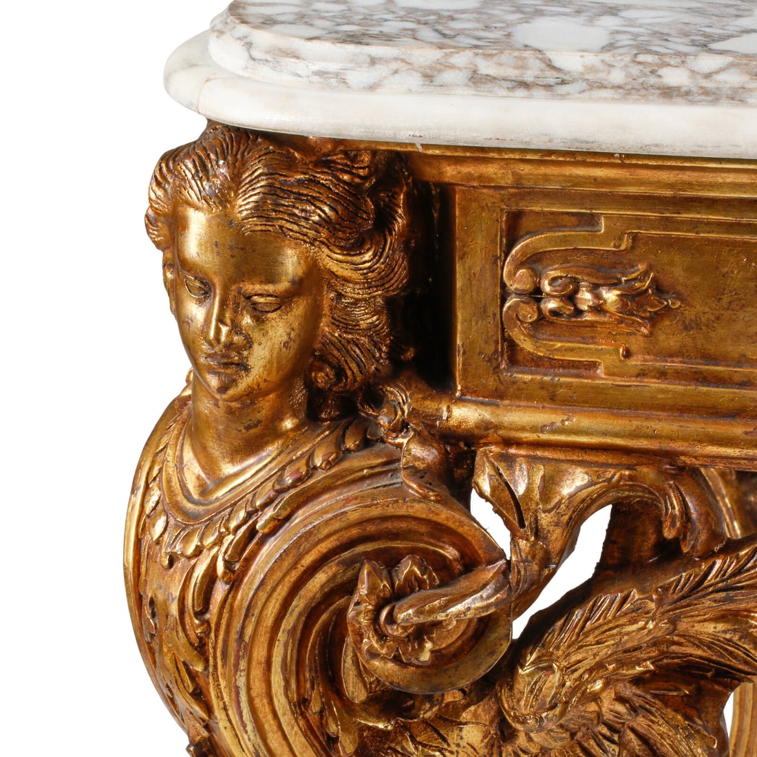 A Large Louis XV Style Giltwood and Marble-Top Salon Table - 3