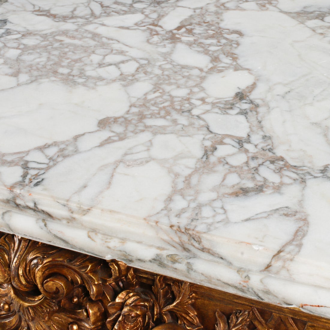 A Large Louis XV Style Giltwood and Marble-Top Salon Table - 4