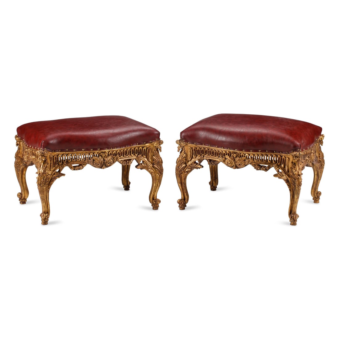 A Pair of Louis XV Style Giltwood Benches: A Pair of Louis XV Style Giltwood Benches 20th Century Height 21 x width 30 x depth 21 inches. This lot is located in Chicago.