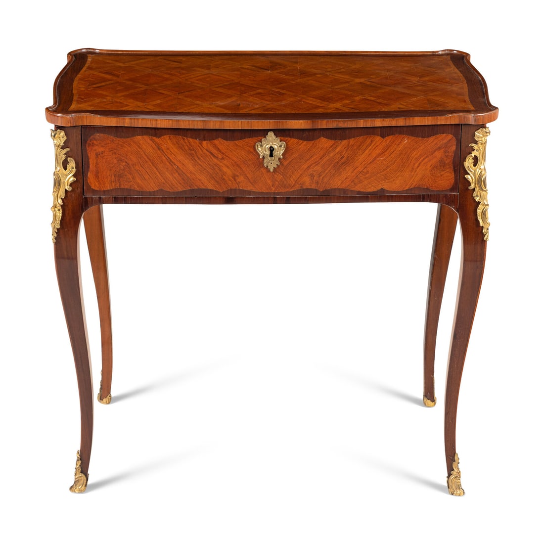 A Louis XV/XVI Transitional Gilt Bronze Mounted Amaranth, Tulipwood and Parquetry Table ‡ (1 of 4)