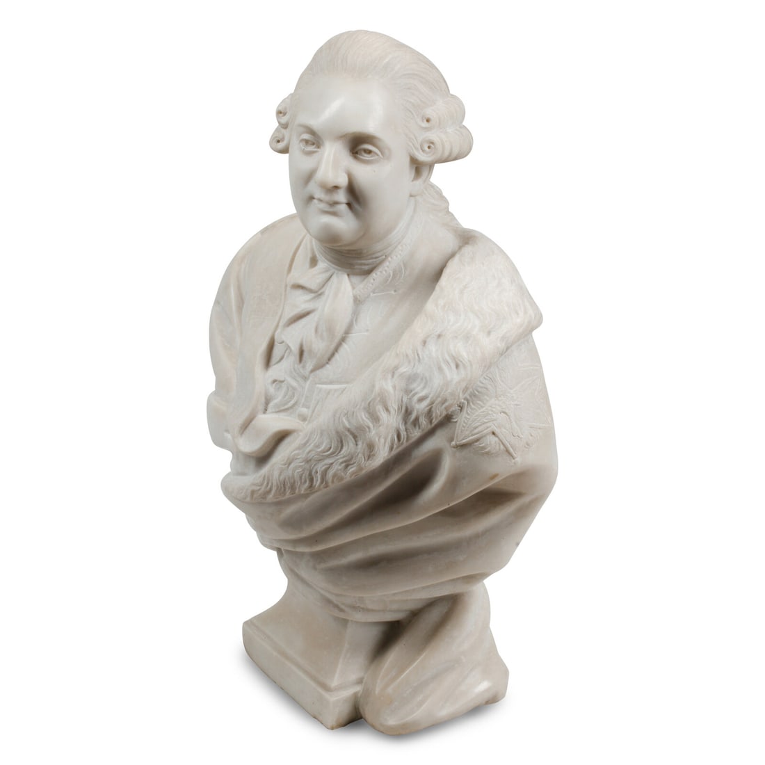 A Continental Marble Bust of Louis XVI: A Continental Marble Bust of Louis XVI 19th Century Height 27 x width 18 x depth 11 inches. This lot is located in Chicago.