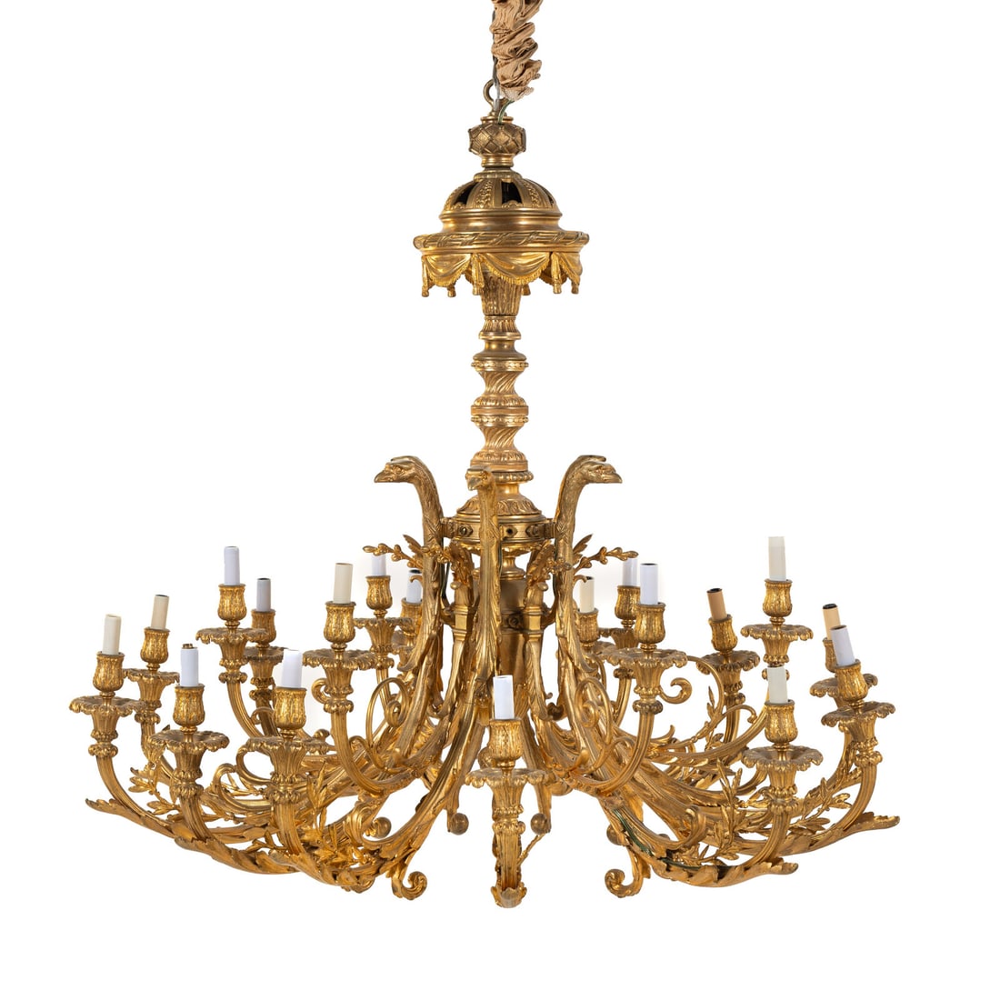 A Large Louis XVI Style Gilt Bronze Eighteen-Light Chandelier (1 of 2)