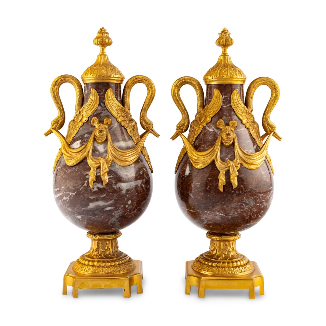 A Pair of Louis XVI Style Gilt Bronze Mounted Marble Urns (1 of 6)