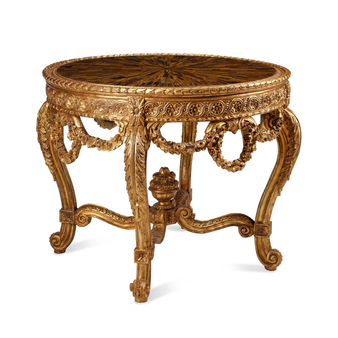 A Louis XVI Style Giltwood and Tiger's Eye Center Table (1 of 4)