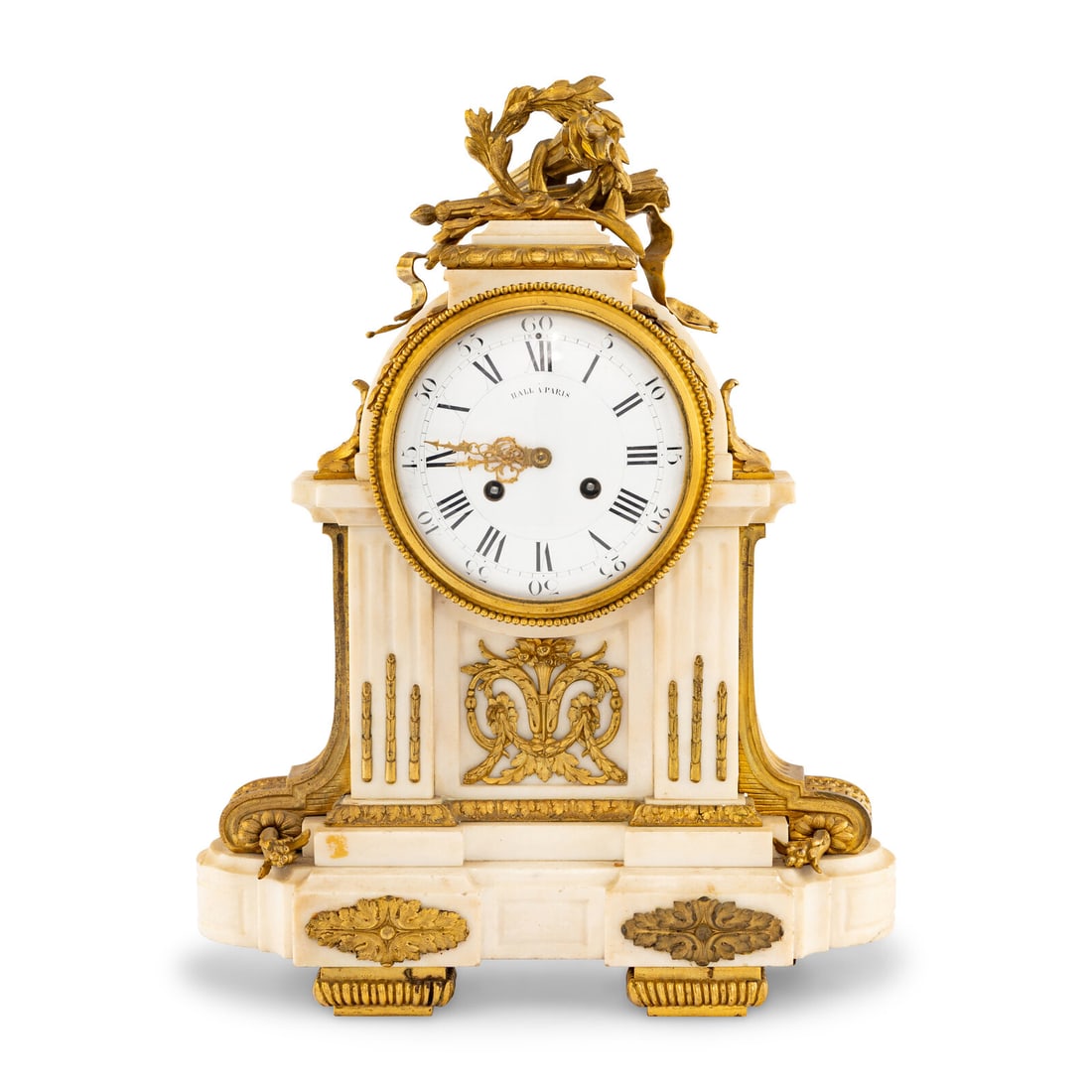 A Louis XVI Style Gilt Bronze Mounted Marble Mantel Clock (1 of 5)