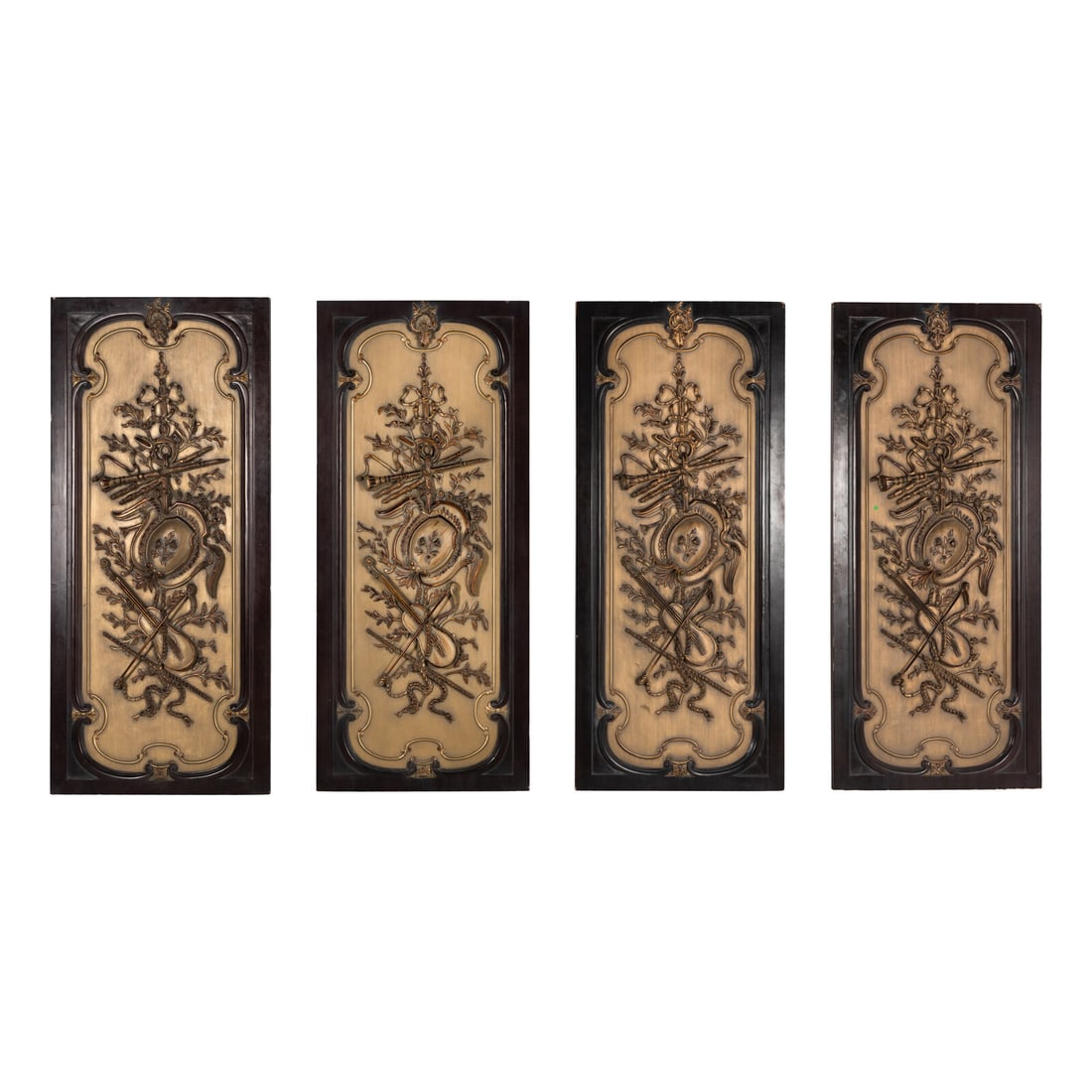A Set of Four Louis XVI Style Parcel Gilt Panels: A Set of Four Louis XVI Style Parcel Gilt Panels 20th Century Height 87 1/2 x width 37 1/2 inches. Property from the Collection of Bill Miller, Nashville, Tennessee This lot is located in Chicago.