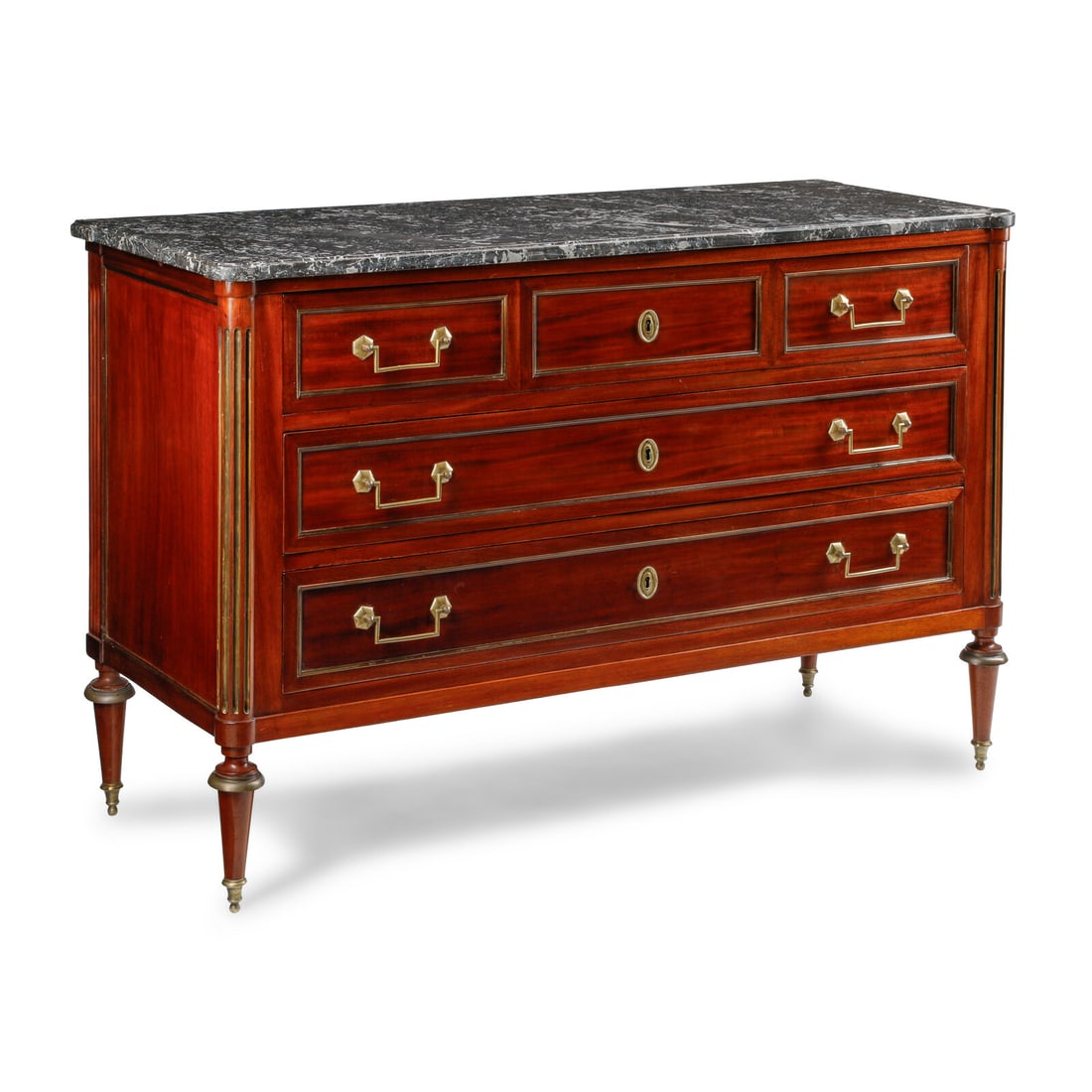 A Directoire Brass Mounted Mahogany and Marble-Top Commode (1 of 2)