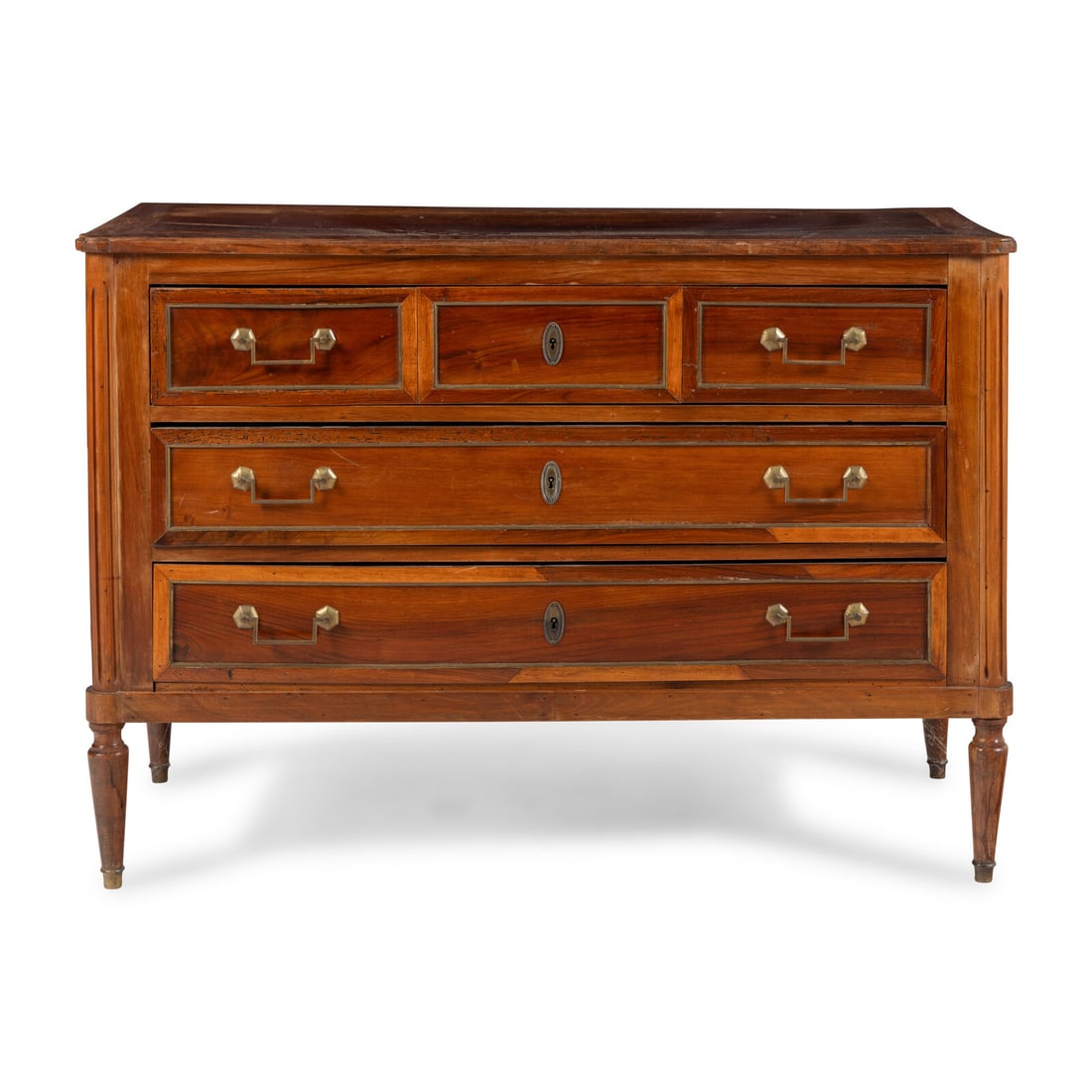 A Directoire Fruitwood Commode: A Directoire Fruitwood Commode Early 19th Century Height 33 1/4 x width 47 1/2 x depth 20 1/2 inches. Property from the Wetherill Family Collection, Main Line, Philadelphia and Ch‚teau de Drouil