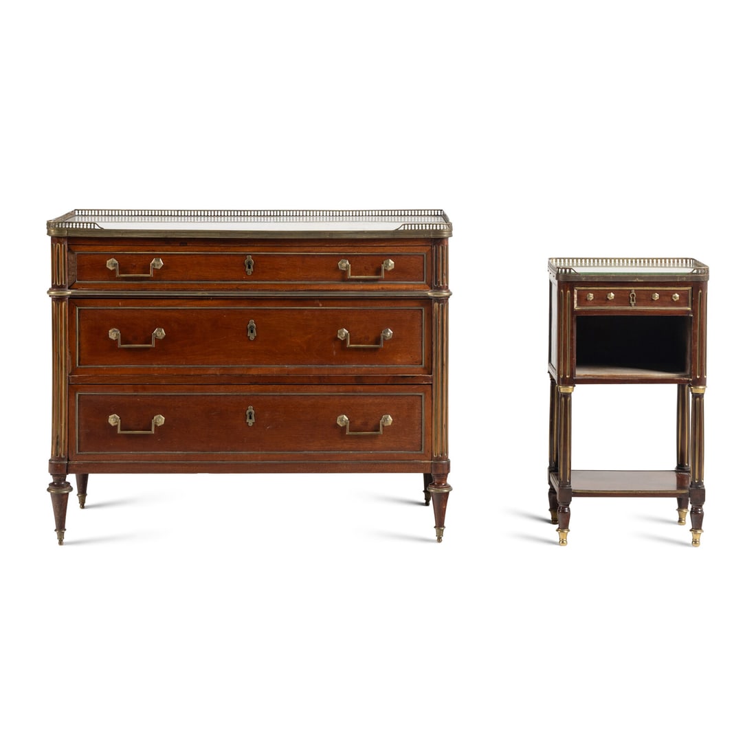 A Directoire Gilt Brass Mounted Mahogany Marble-Top Commode (1 of 3)