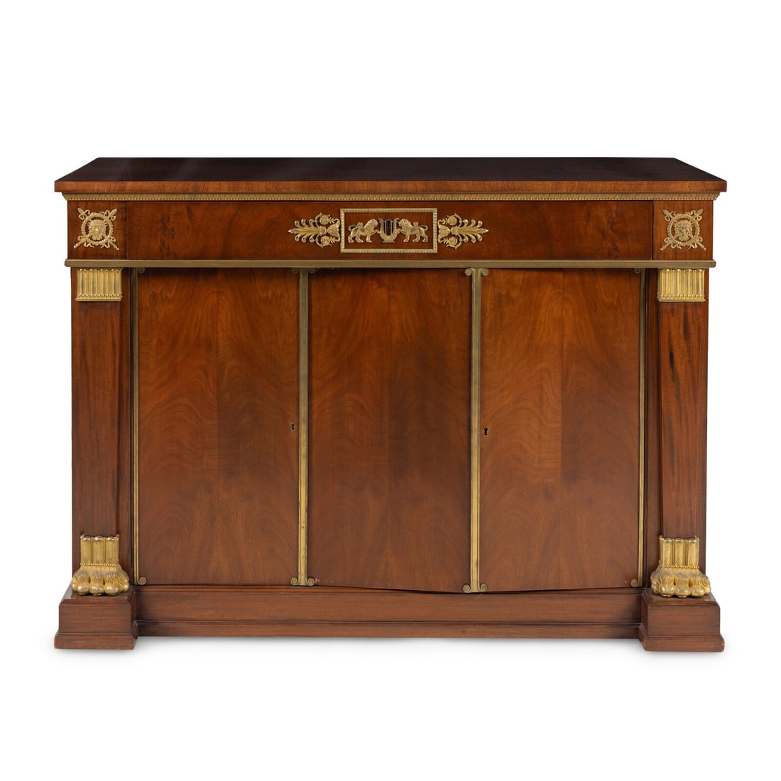 An Empire Style Gilt Bronze Mounted Mahogany Side Cabinet (1 of 3)